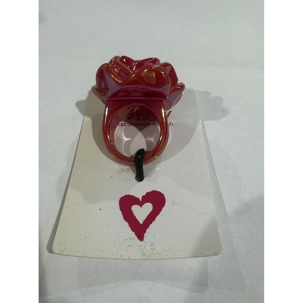 I LUV Charmonde Red Rose Flower Statement Ring Size 7 CH-6R04-002AM